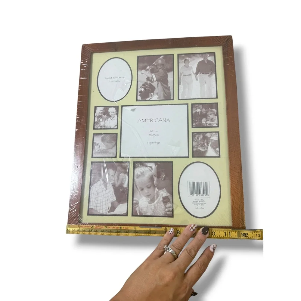 Americana Walnut Solid Wood 11 Opening Collage Picture Frame 11x14 New